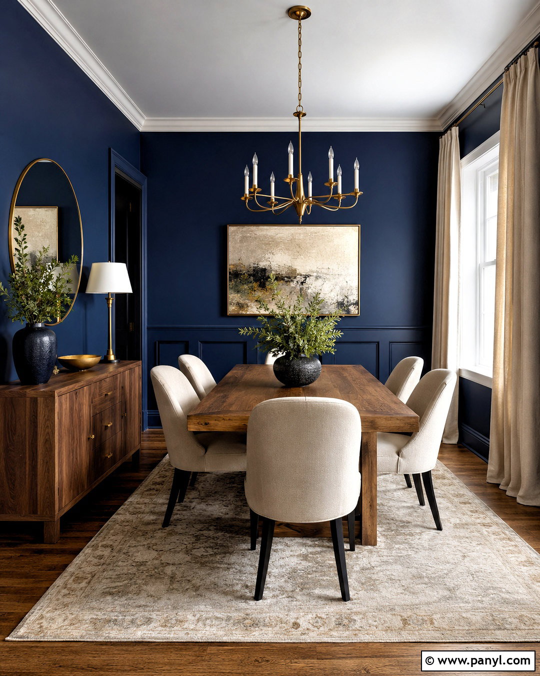Navy Blue Dining Room With Brass Accents - 20 navy blue interior design ideas