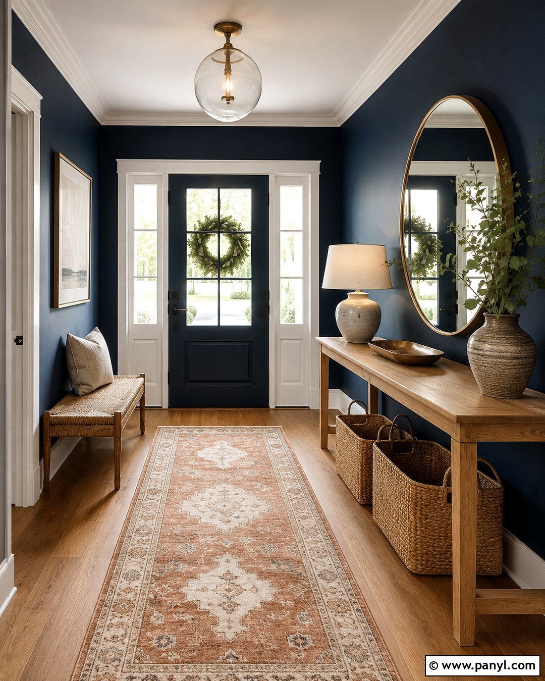 Navy Blue Entryway Wall - 20 Navy Blue Statement Wall Ideas