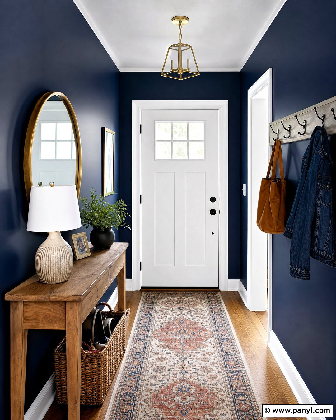Navy Blue Entryway With White Trim - 20 navy blue wall paint ideas