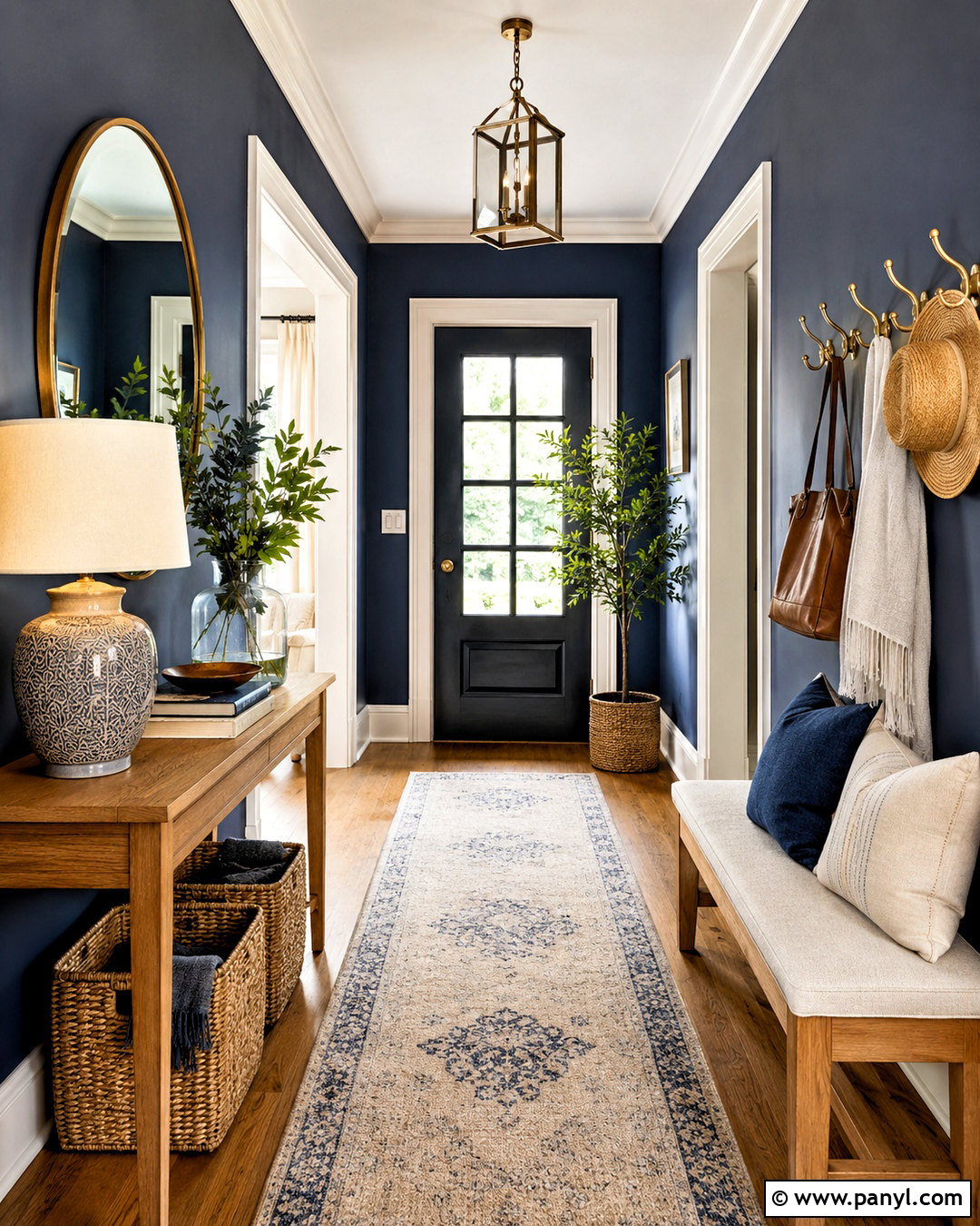 Navy Blue Entryway With Wood Accents - 20 navy blue interior ideas