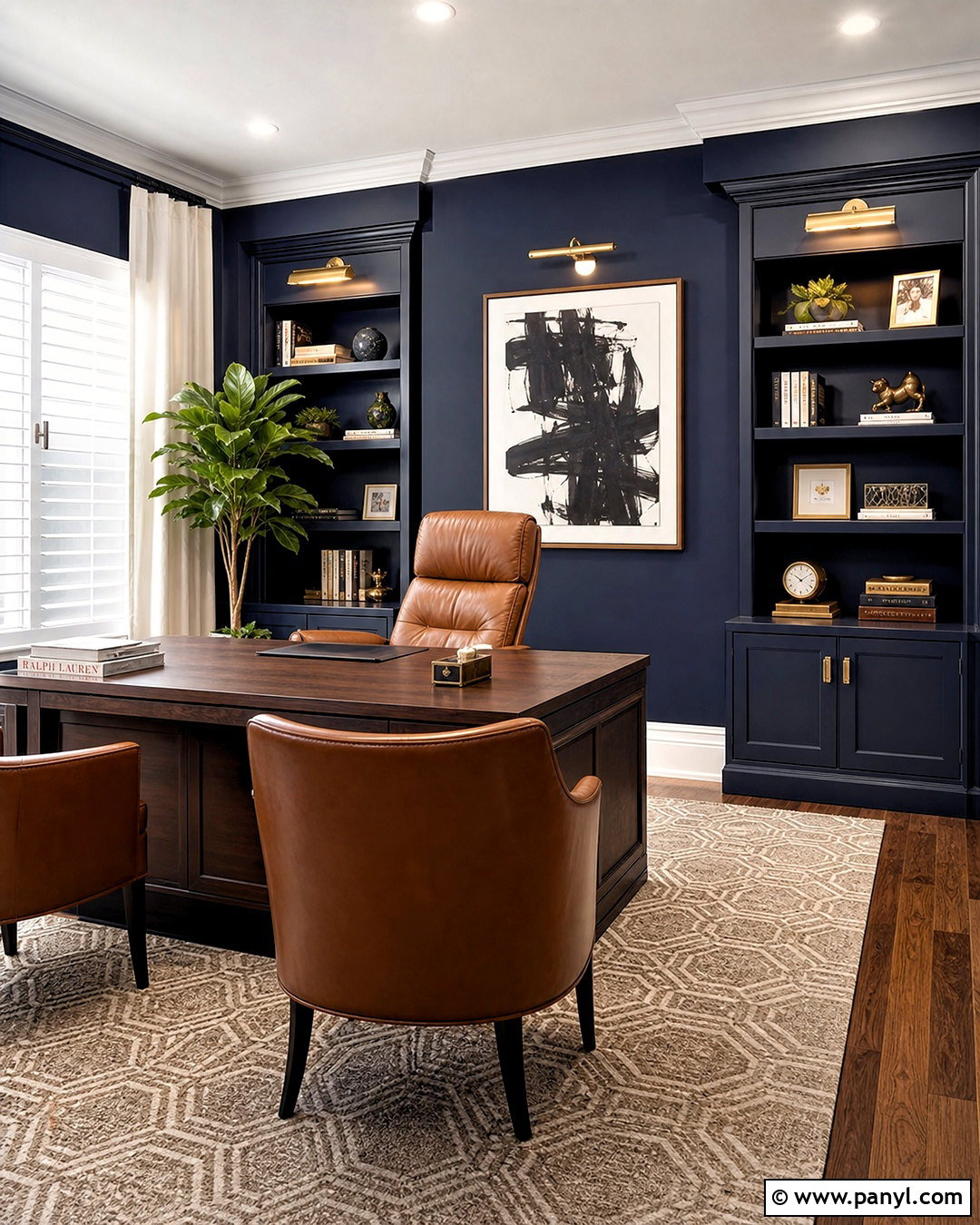 Navy Blue Executive Office - 20 work office decor professional ideas