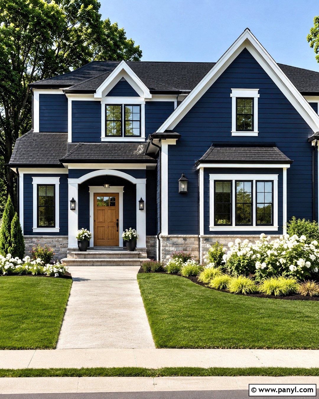 Navy Blue Exterior With Black Roof - 20 navy blue exterior house colors