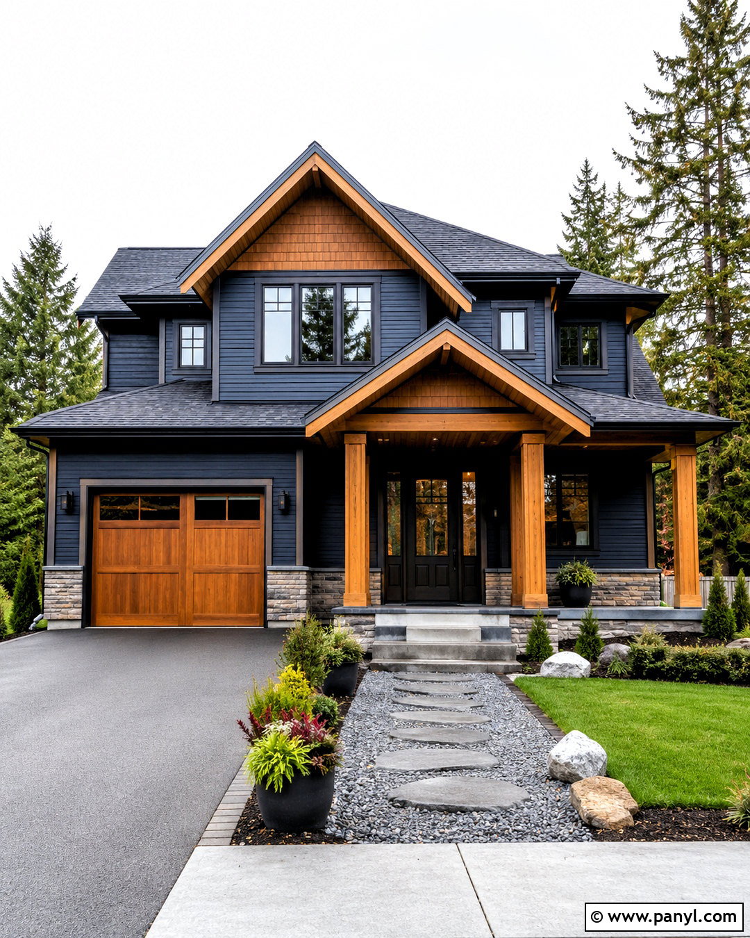 Navy Blue Exterior With Cedar Accents - 20 navy blue exterior house colors