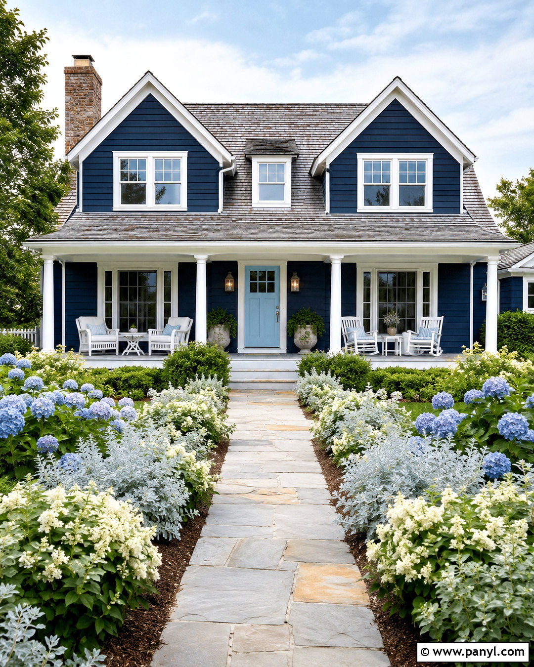 Navy Blue Exterior With Light Blue Door - 20 navy blue exterior house colors