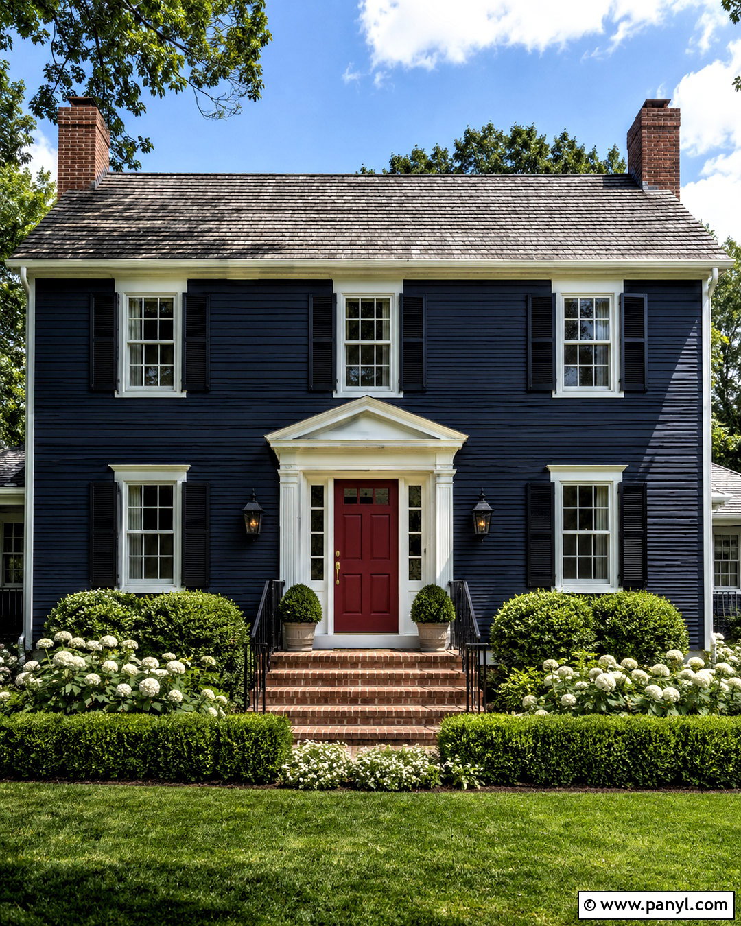 Navy Blue Exterior With Red Front Door - 20 navy blue exterior house colors