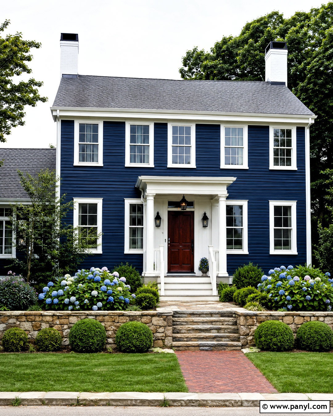 Navy Blue Exterior With White Trim - 20 navy blue exterior house colors