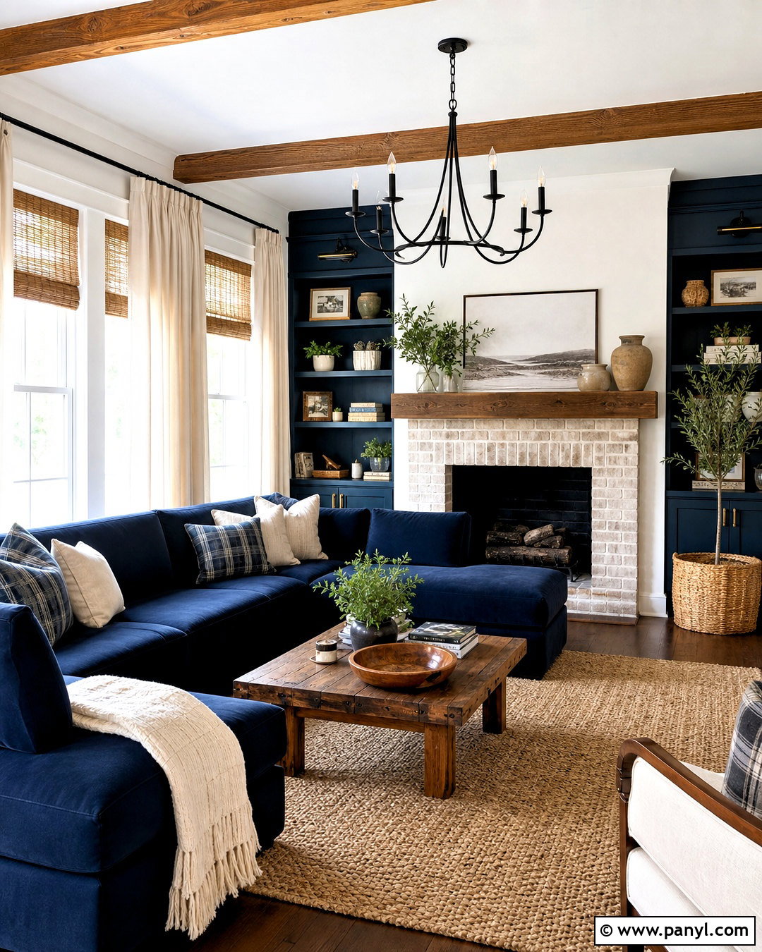 Navy Blue Farmhouse Living Room - 20 navy blue living room decor ideas