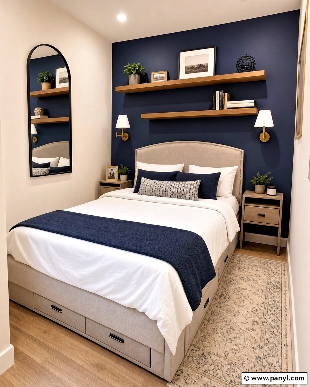 Navy Blue Feature Wall For A Small Bedroom - 20 navy blue feature wall bedroom ideas