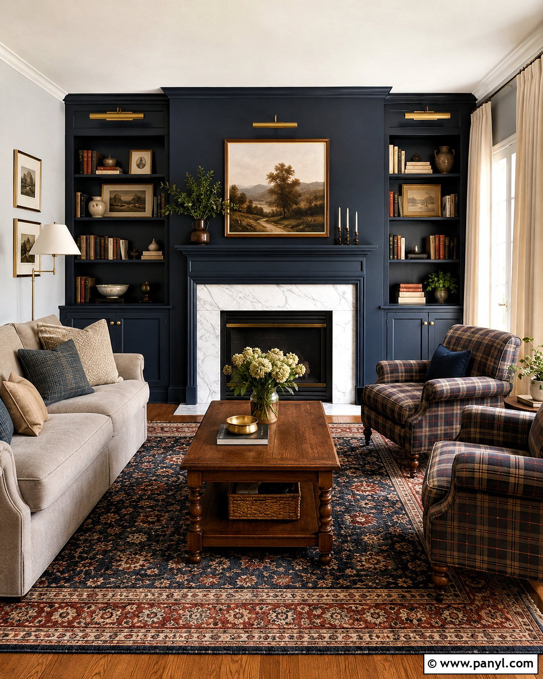 Navy Blue Fireplace - 20 moody fireplace ideas