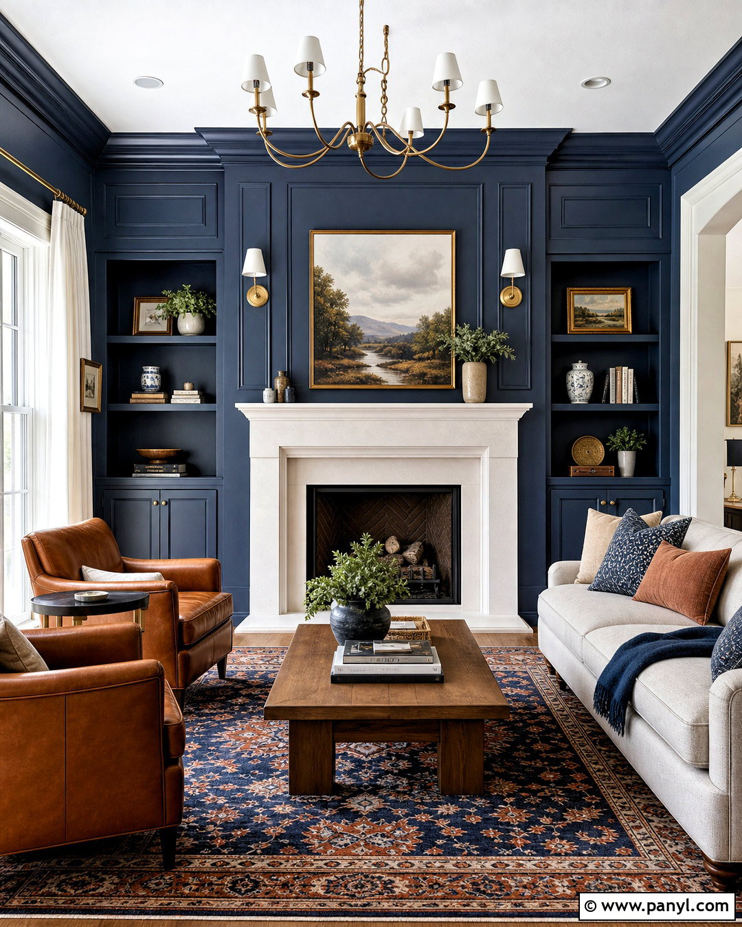 Navy Blue Fireplace Accent Wall - 20 accent wall fireplace living room ideas