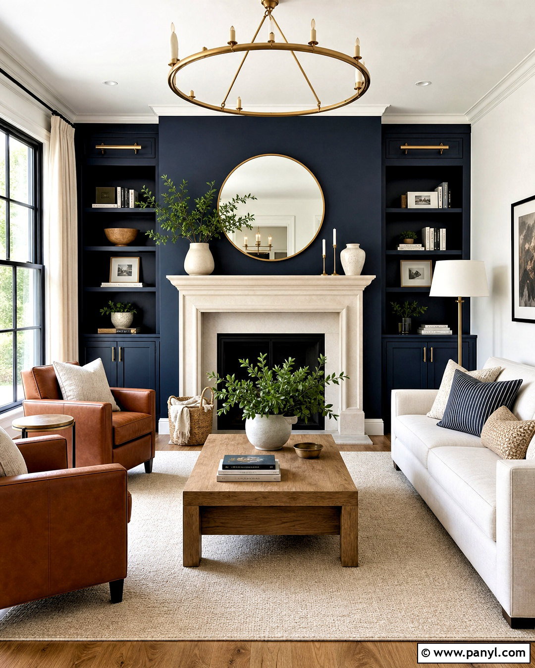 Navy Blue Fireplace Accent Wall - 20 dark blue accent wall living room ideas