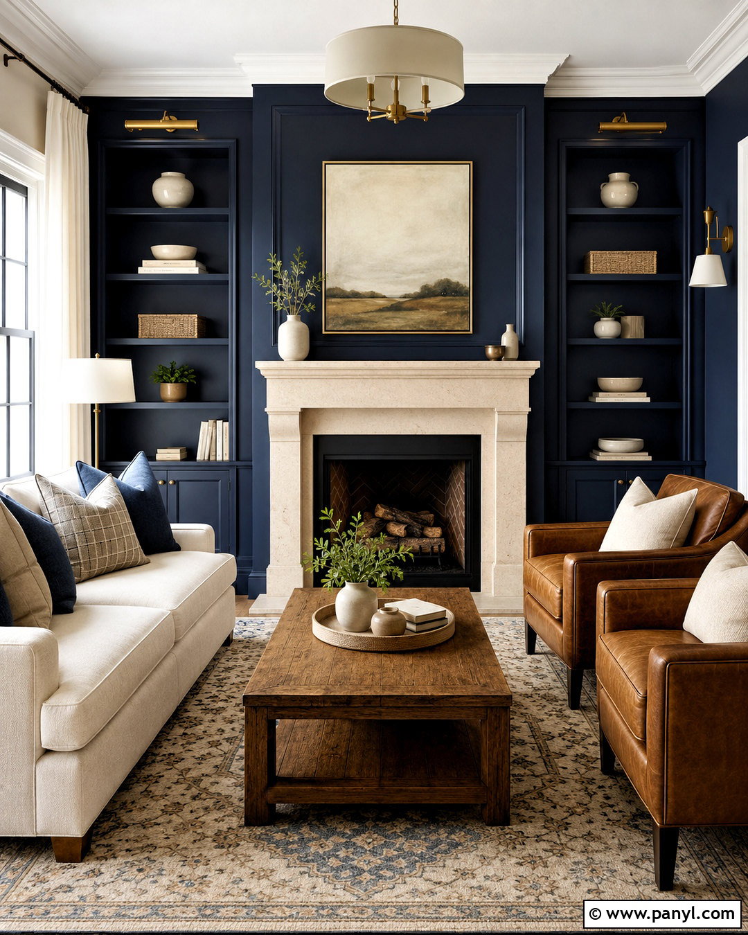 Navy Blue Fireplace Wall - 40 navy blue walls