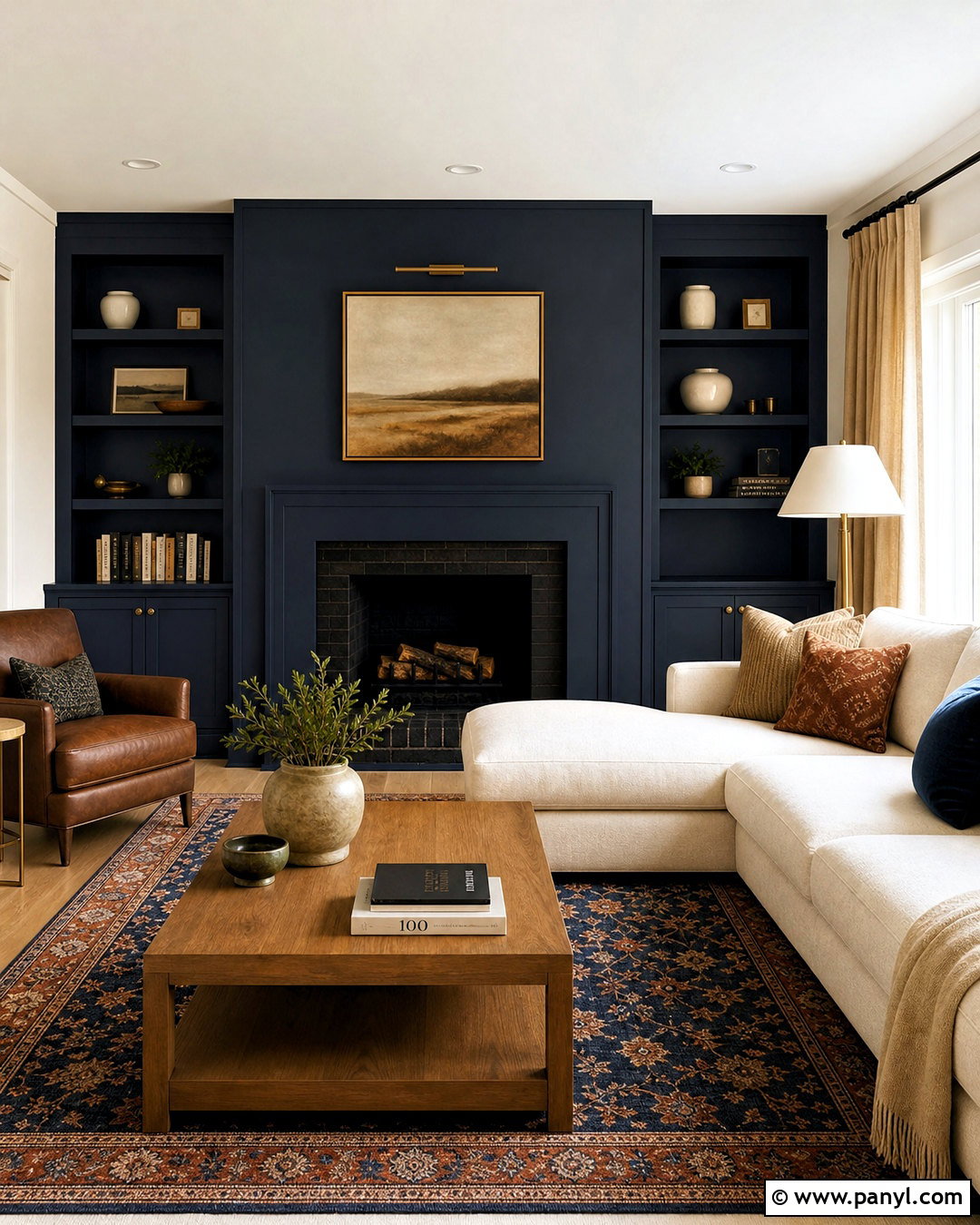 Navy Blue Fireplace Wall - 20 home wall painting ideas living rooms