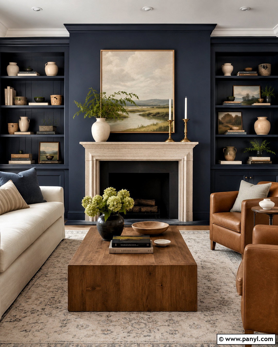 Navy Blue Fireplace Wall - 20 navy blue wall decor ideas