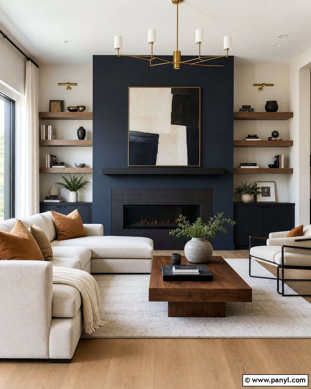 Navy Blue Fireplace Wall With Black Tile - 25 Navy Blue Fireplace Wall Ideas