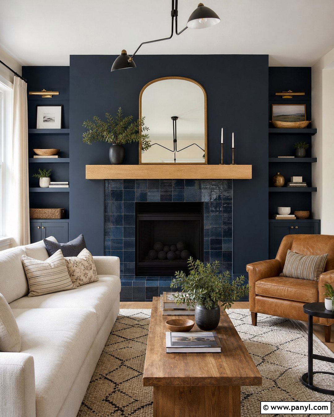 Navy Blue Fireplace Wall With Blue Tile - 25 Navy Blue Fireplace Wall Ideas
