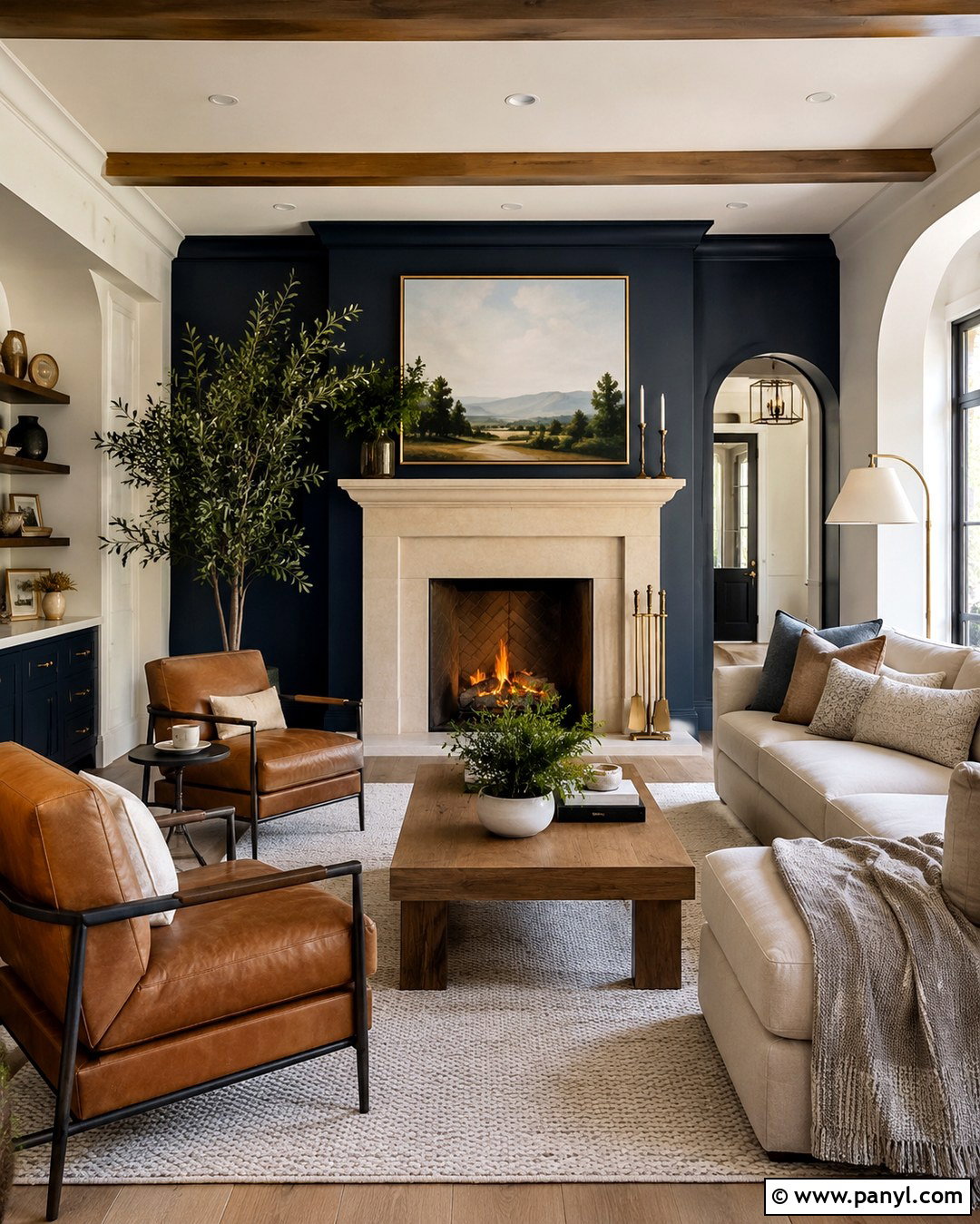 Navy Blue Fireplace Wall With Cream Surround - 20 Navy Blue And Cream Walls
