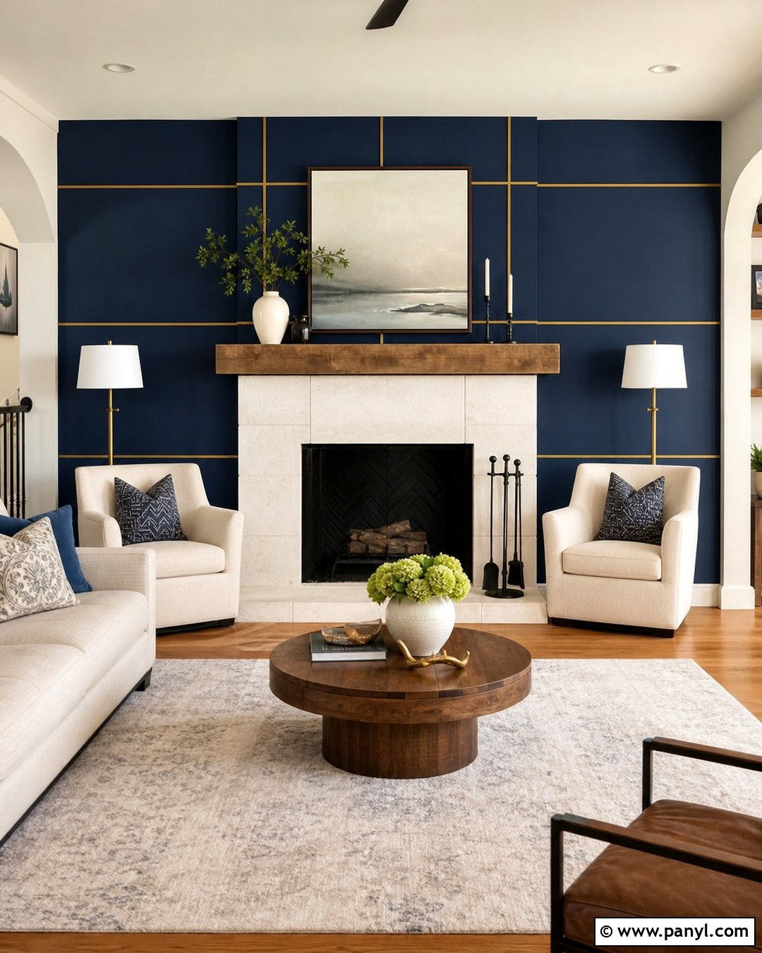 20 Blue Wall With Gold Lines for a Luxe Geometric Accent