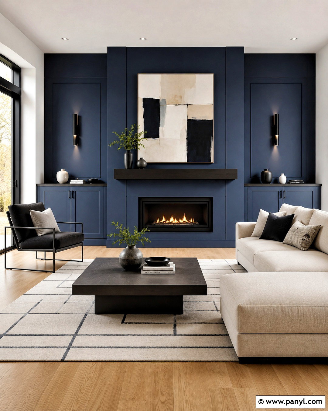 Navy Blue Fireplace With Black Accents - 20 navy blue fireplace ideas