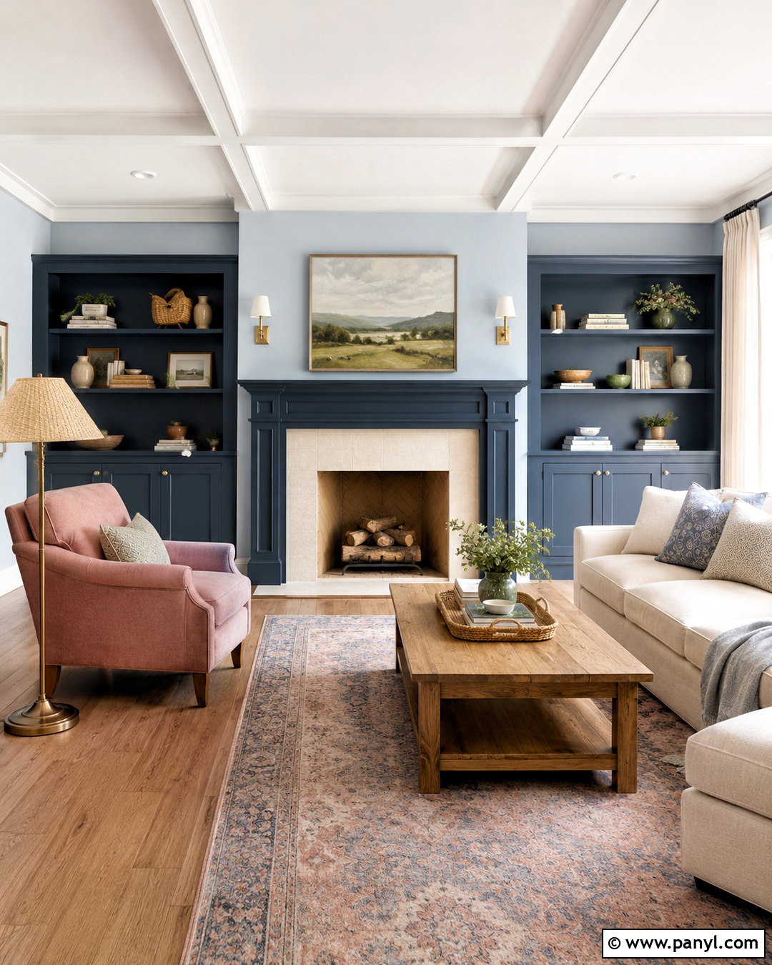 Navy Blue Fireplace With Light Blue Walls - 20 navy blue fireplace ideas