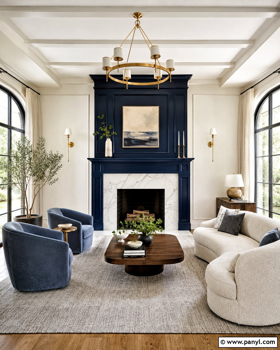 Navy Blue Fireplace With Marble Surround - 20 navy blue fireplace ideas