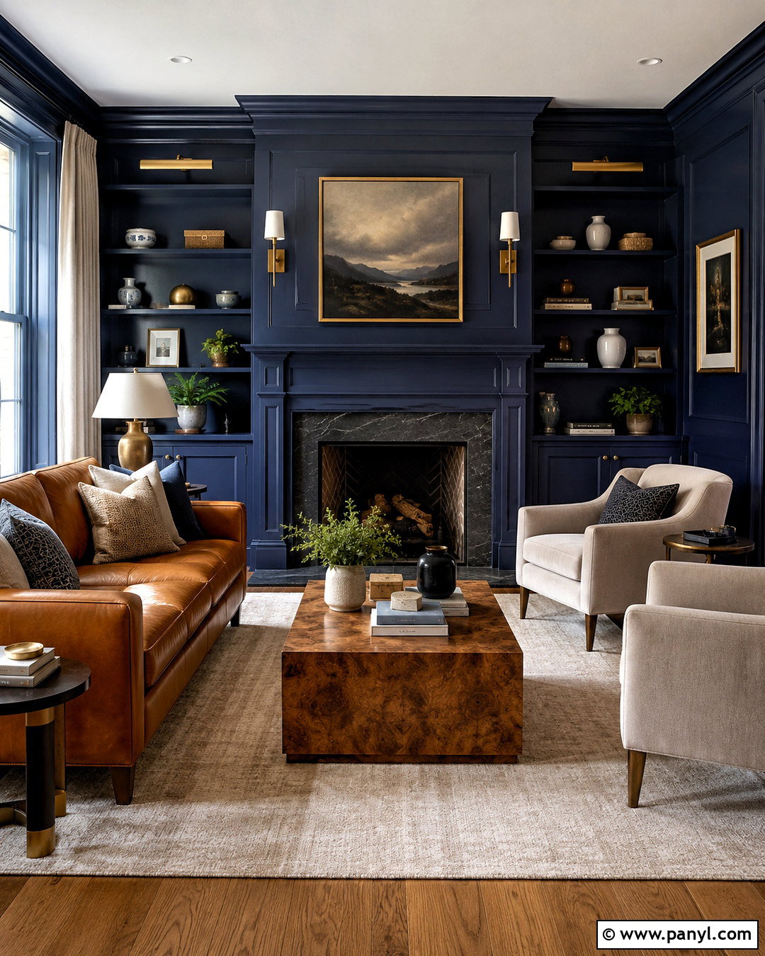 Navy Blue Fireplace With Matching Walls - 20 navy blue fireplace ideas