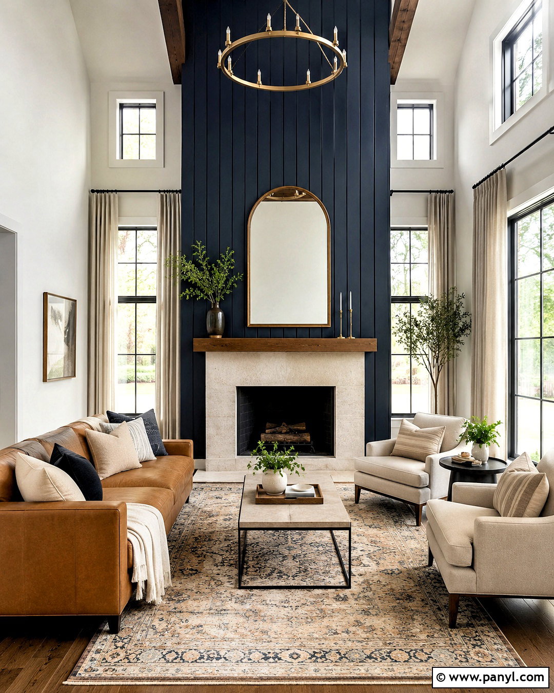 Navy Blue Fireplace With Vertical Paneling - 20 navy blue fireplace ideas