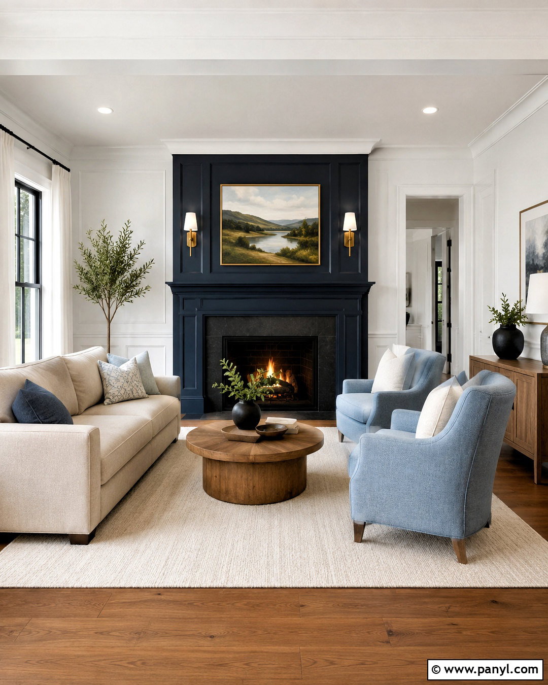 Navy Blue Fireplace With White Walls - 20 navy blue fireplace ideas