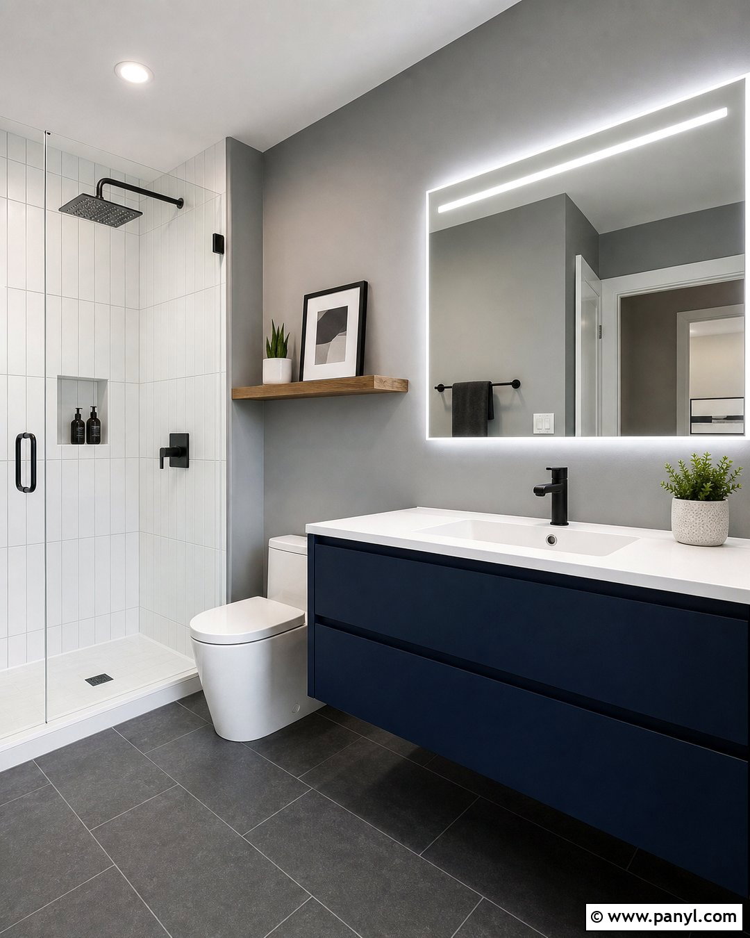 Navy Blue Floating Vanity With Gray Walls - 20 Navy Blue Bathroom Vanity Gray Walls