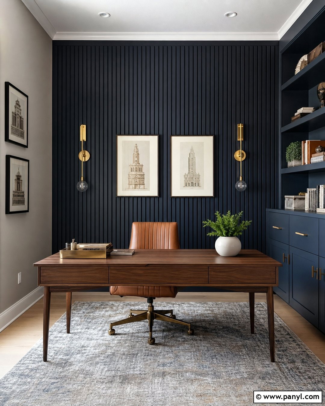 Navy Blue Fluted Wall Panels - 30 texture colour wall ideas