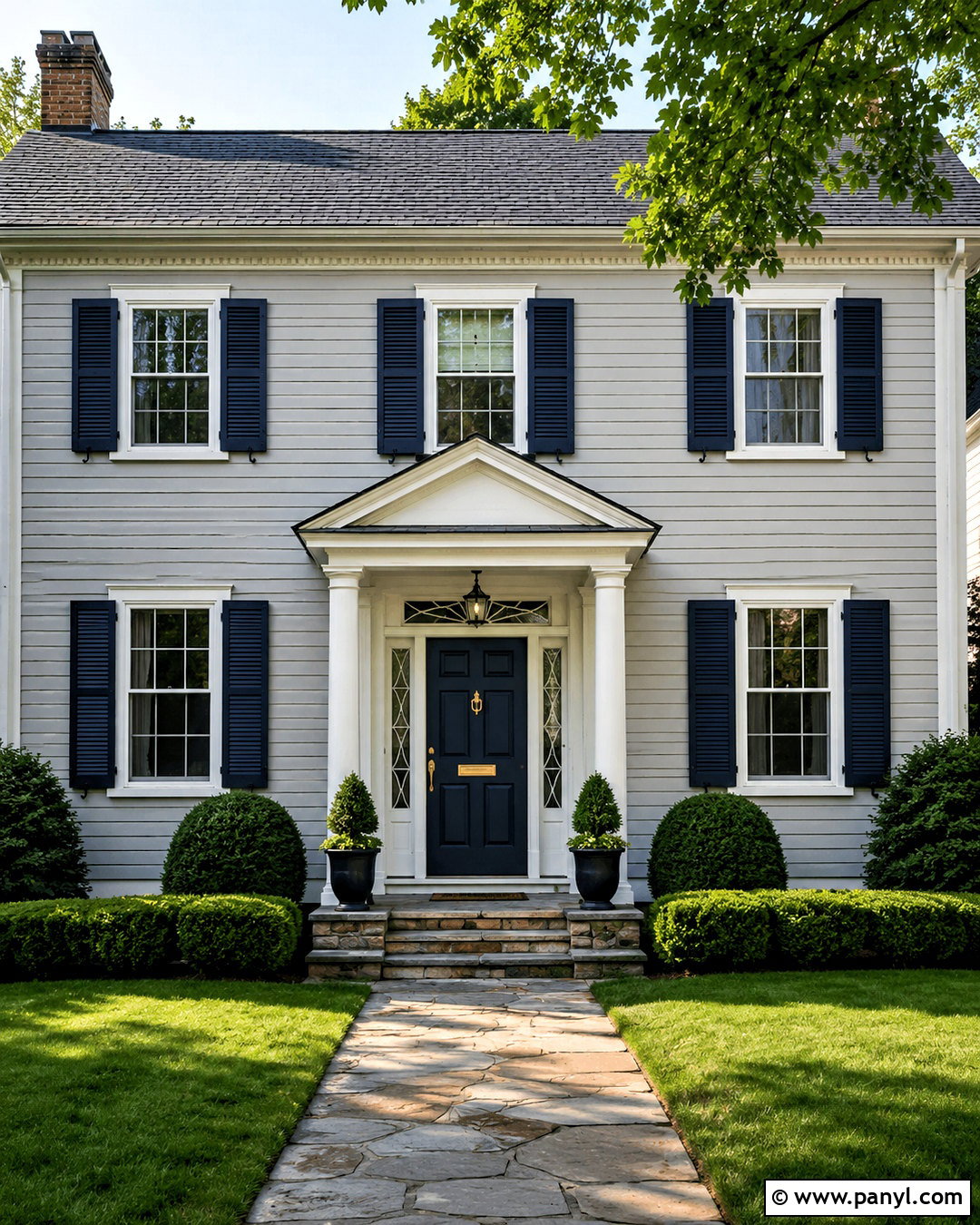 Navy Blue Front Door - 20 door colors for gray house ideas