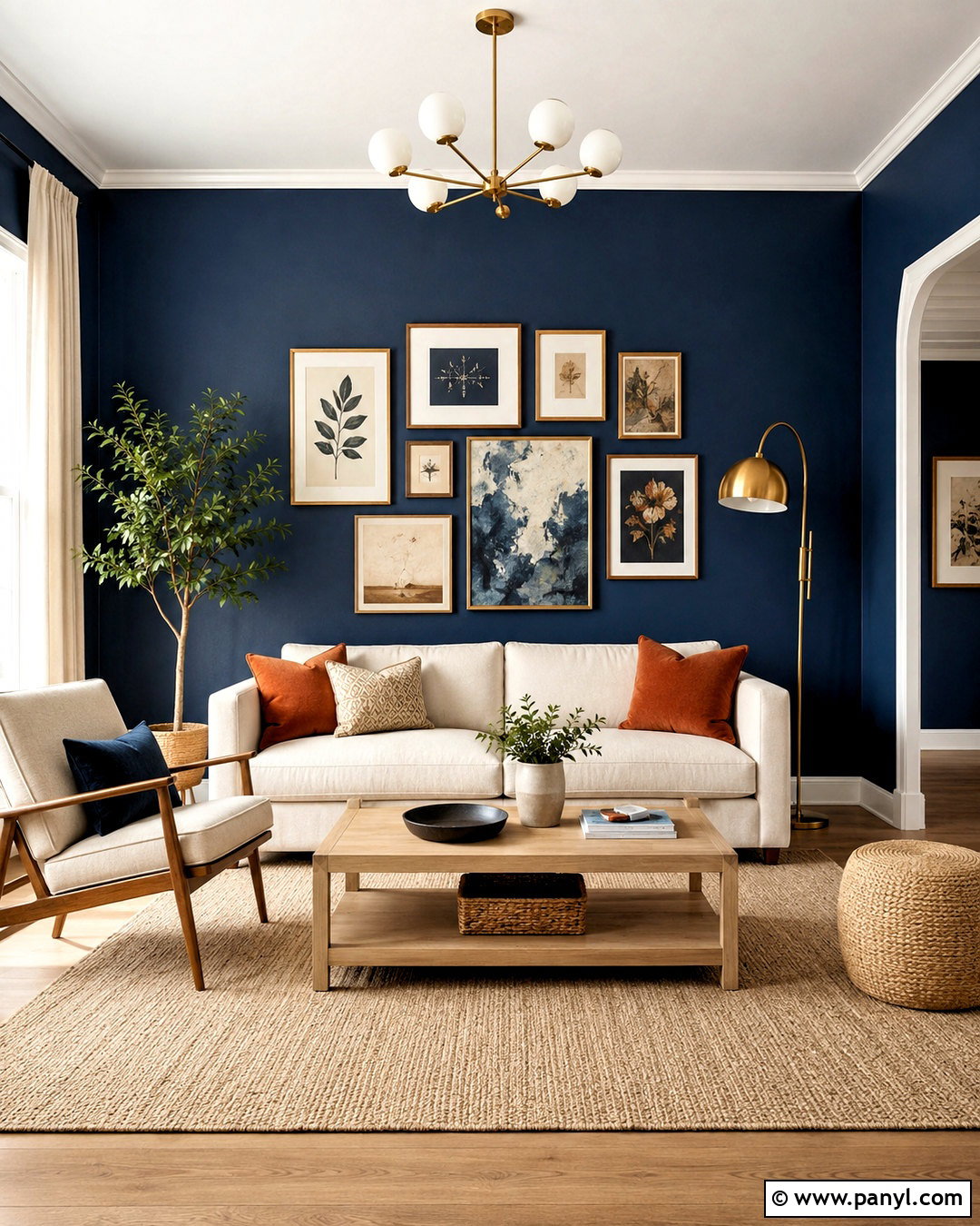 Navy Blue Gallery Wall - 20 navy blue wall decor ideas