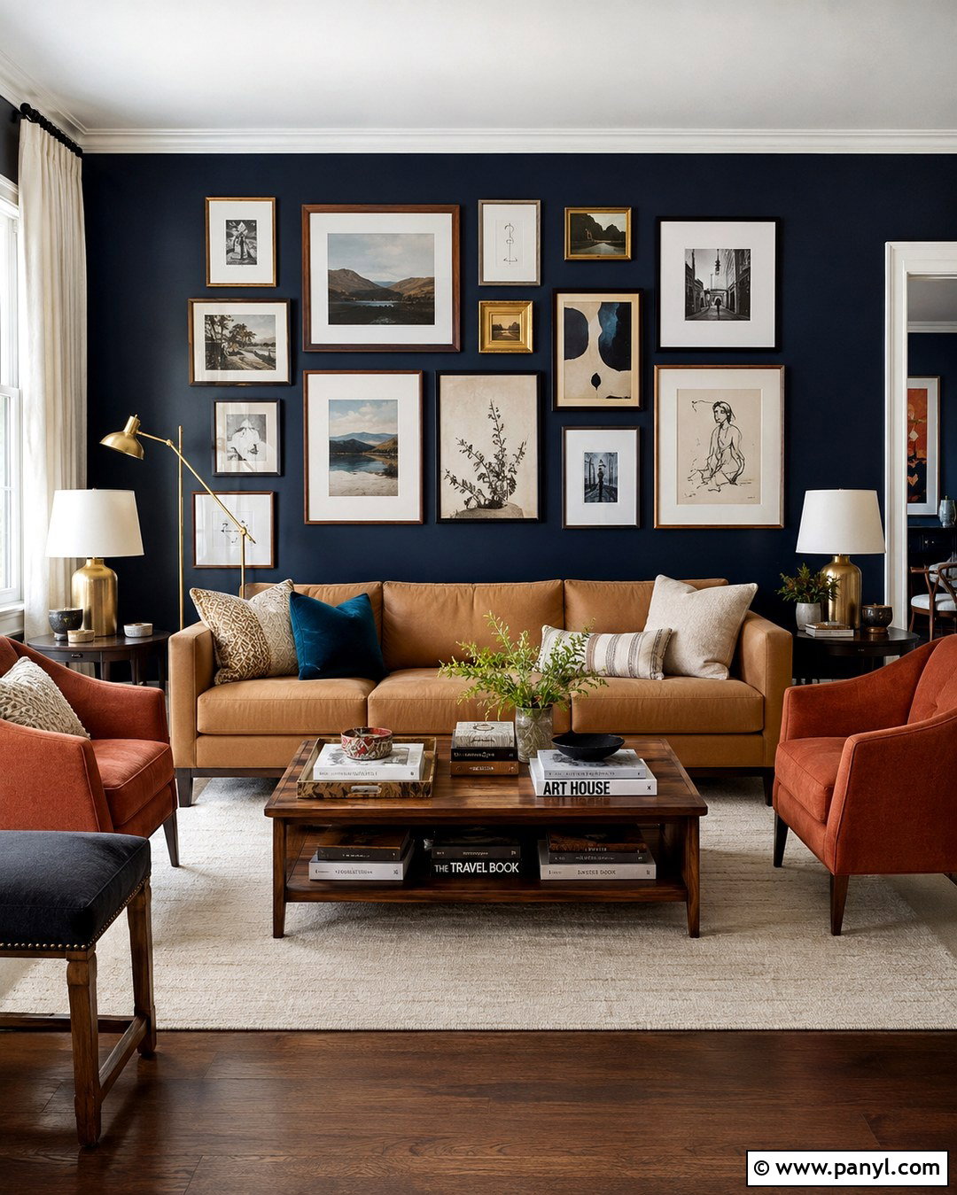 Navy Blue Gallery Wall - 20 Navy Blue Statement Wall Ideas