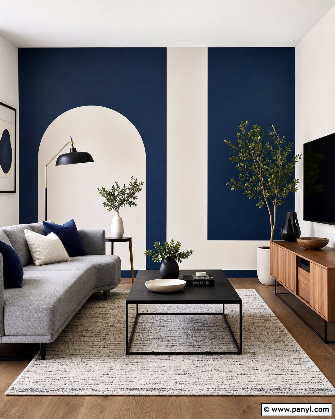 Navy Blue Geometric Accent Wall - 25 Accent Wall Navy Blue Ideas