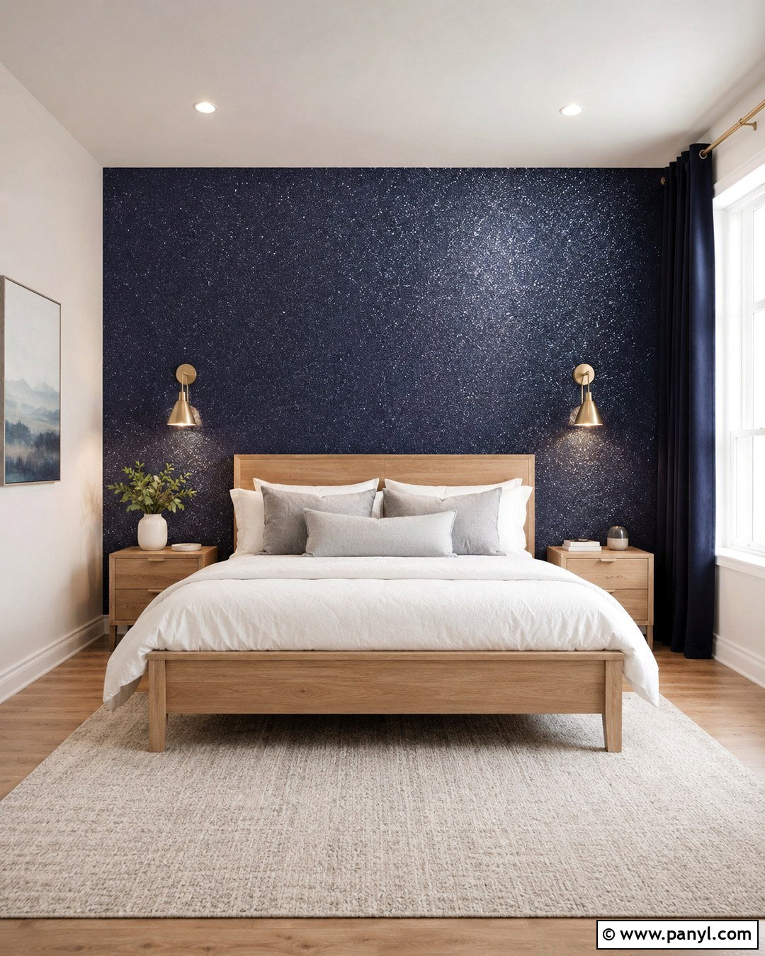 Navy Blue Glitter Bedroom Wall - 20 Blue Glitter Wall Paint Ideas