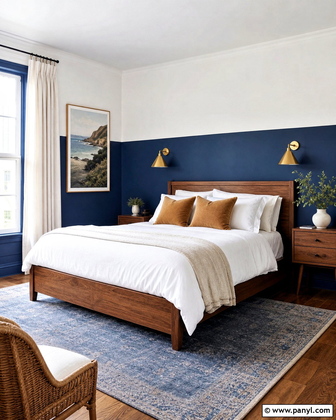 Navy Blue Half Painted Wall Bedroom - 20 half painted wall bedroom ideas