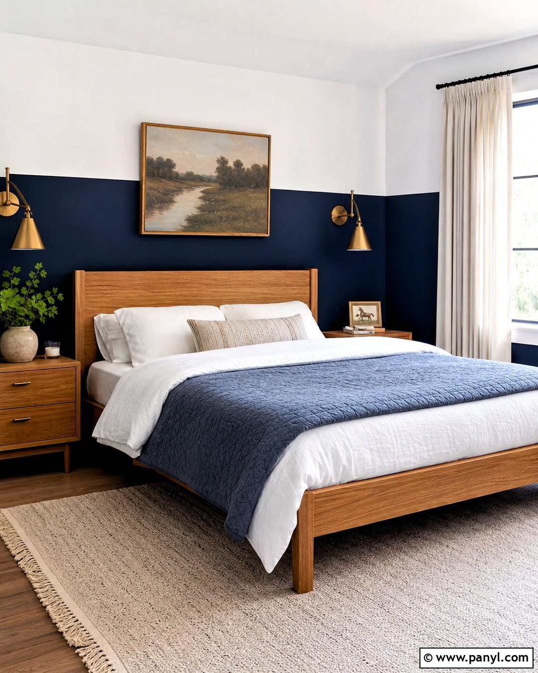 Navy Blue Half Wall Bedroom - 20 painting half wall ideas