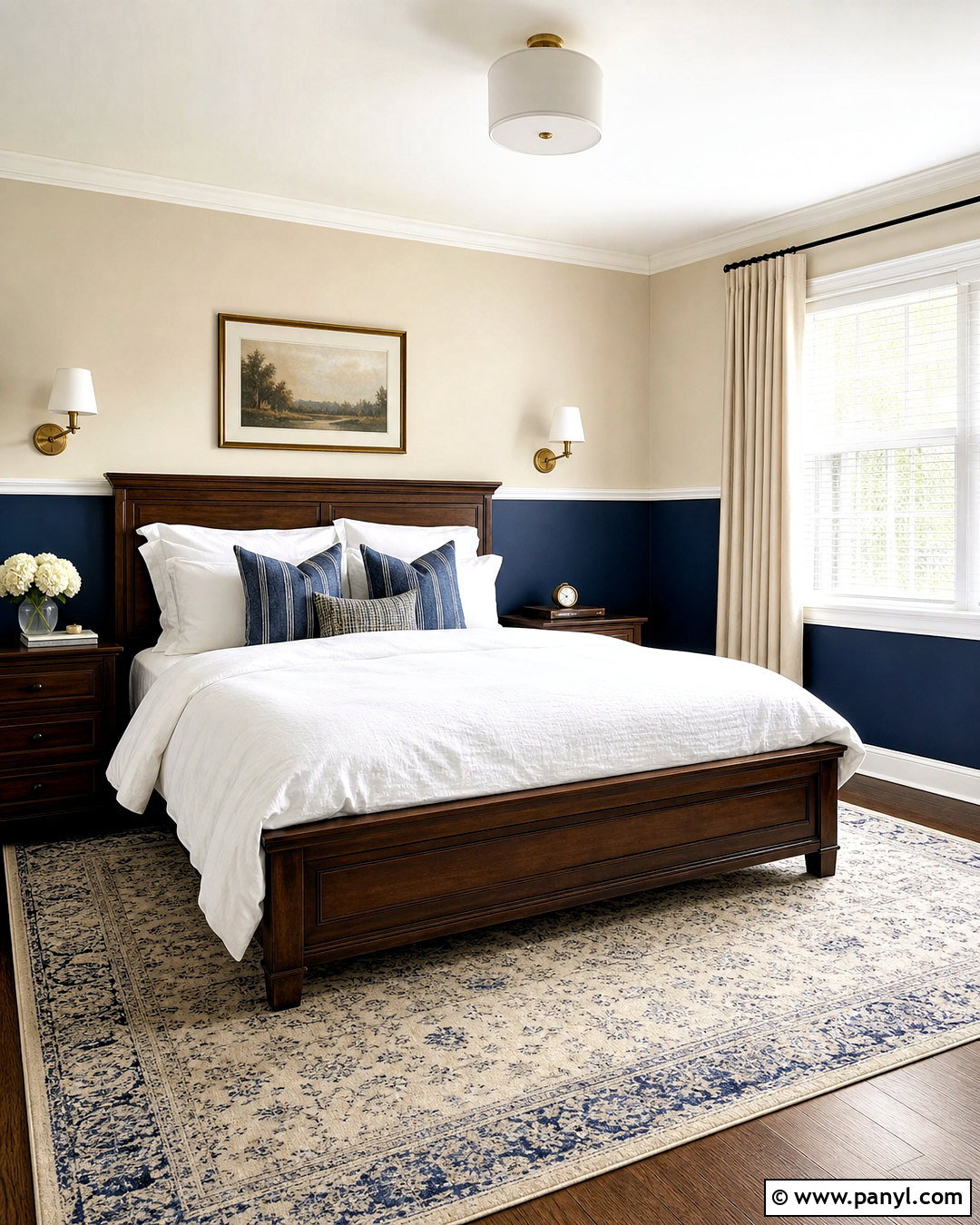 Navy Blue Half Wall With White Trim - 20 half wall bedroom ideas