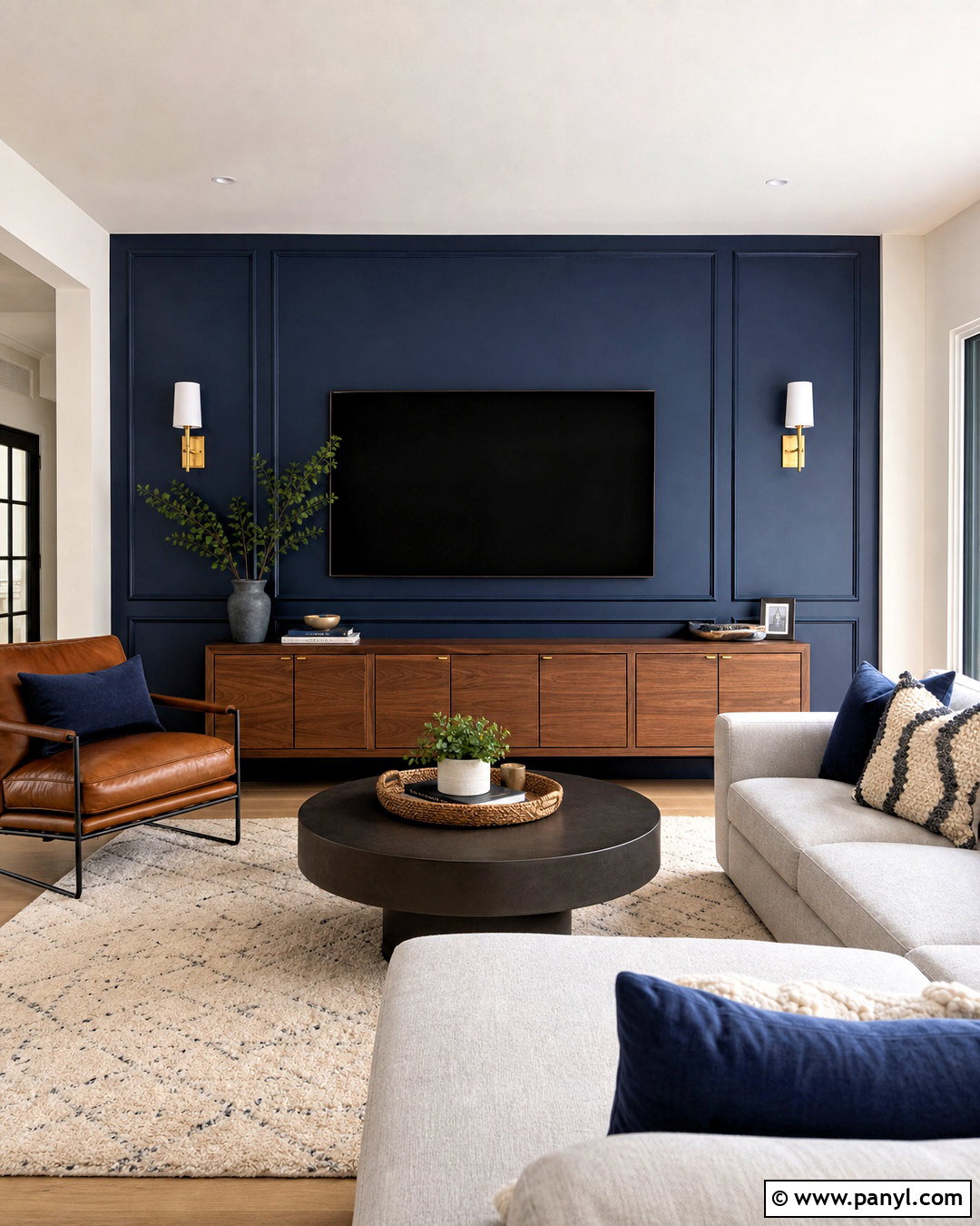 Navy Blue Hall TV Wall - 20 wall paint designs for hall ideas