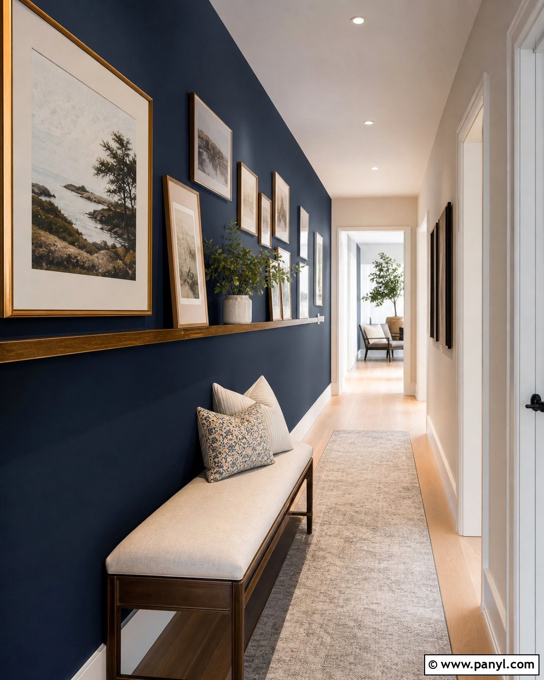Navy Blue Hallway Gallery Wall - 25 Accent Wall Navy Blue Ideas
