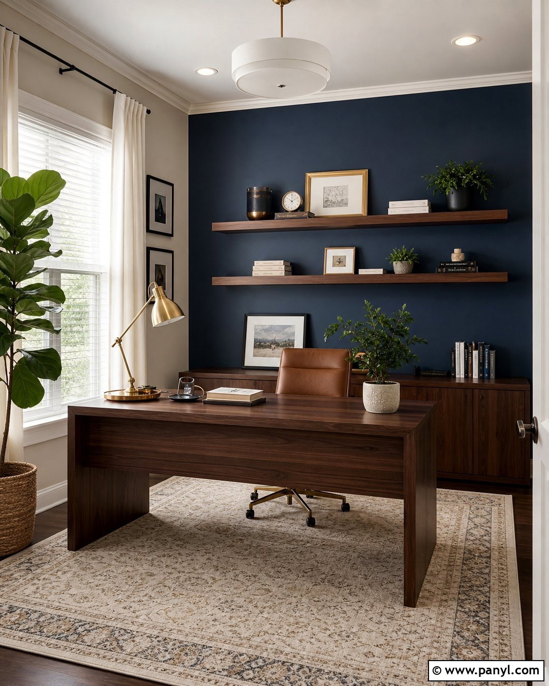 Navy Blue Home Office Accent Wall - 25 Home Office Accent Wall Color Ideas