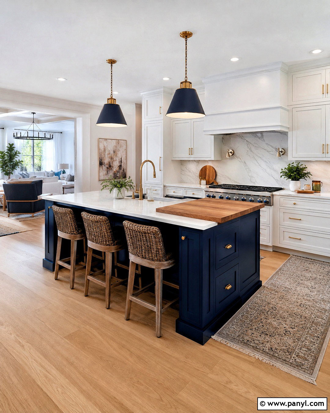 Navy Blue Island Kitchen - 20 moody blue kitchen ideas