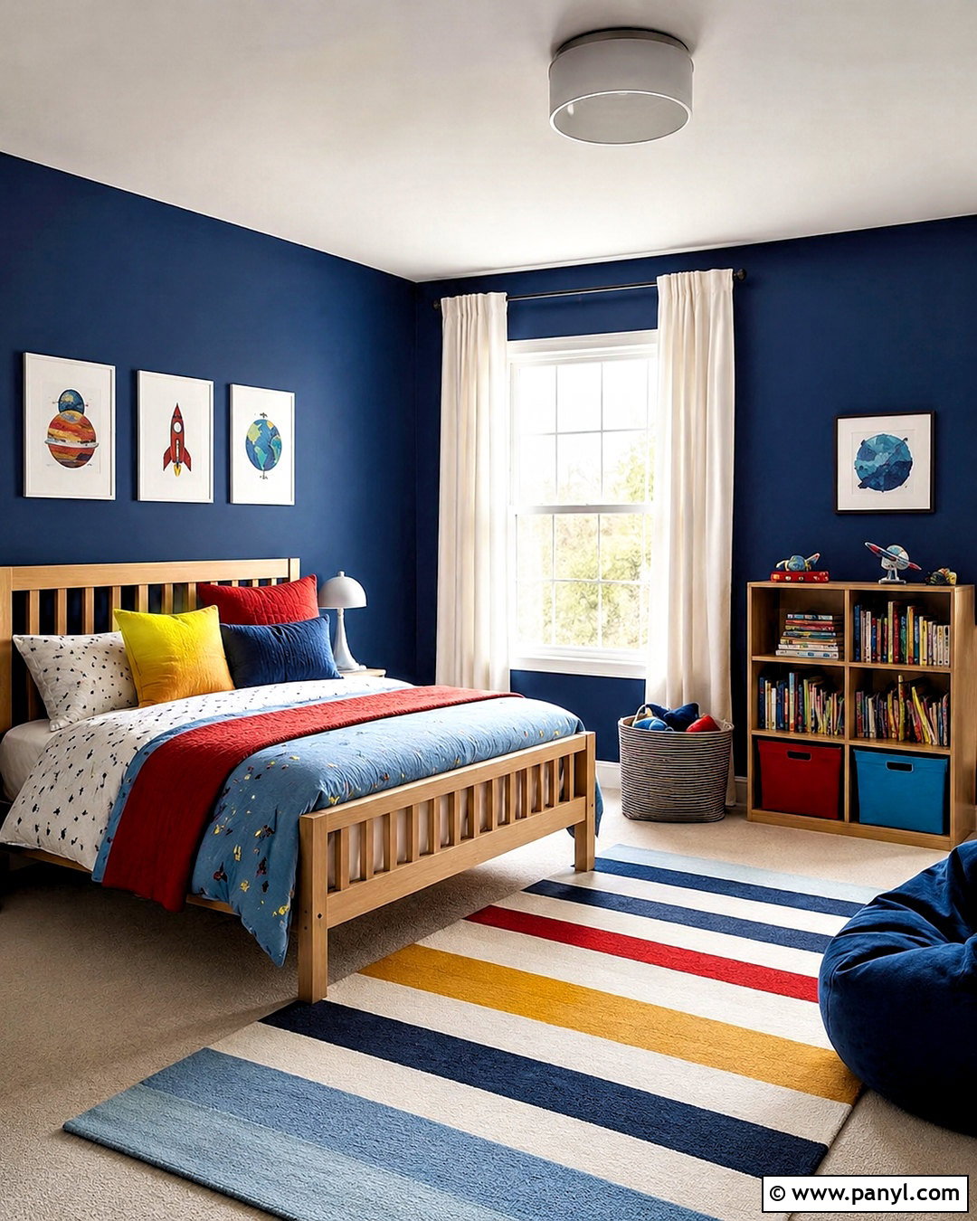 Navy Blue Kids Room Walls With Colorful Decor - 40 navy blue walls