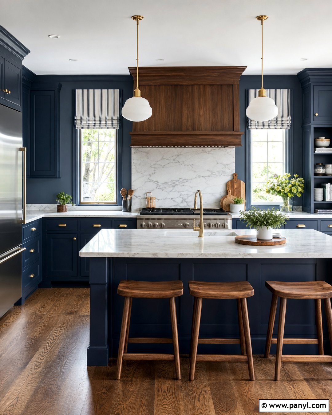 Navy Blue Kitchen Cabinets With Navy Walls - 20 Kitchen Cabinets Matching Wall Color Ideas