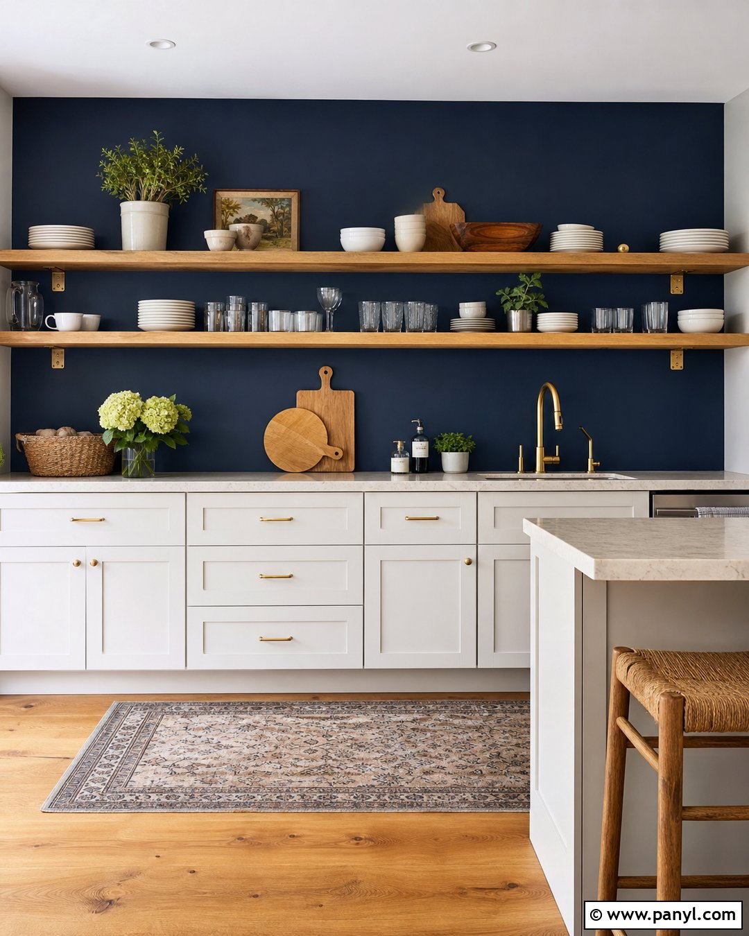 Navy Blue Kitchen Open Shelving Wall - 25 Accent Wall Navy Blue Ideas