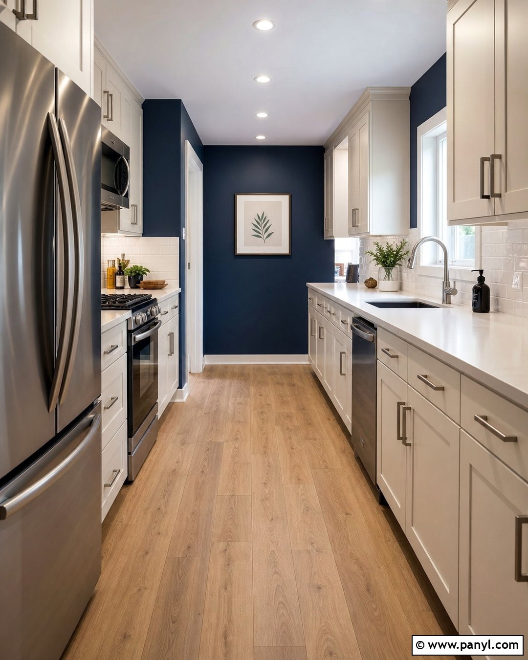 Navy Blue Kitchen Walls In A Galley Kitchen - 30 navy blue kitchen walls