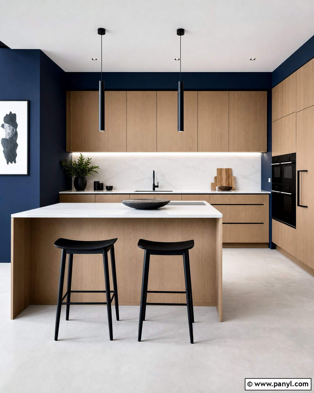 Navy Blue Kitchen Walls In A Modern Kitchen - 30 navy blue kitchen walls