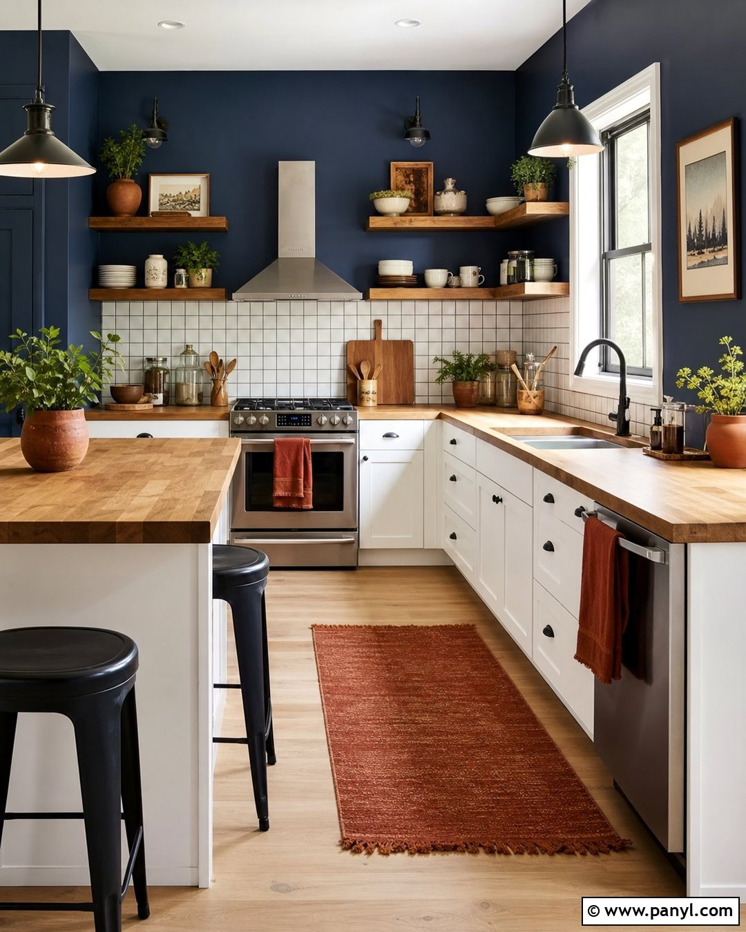 Navy Blue Kitchen Walls With Butcher Block Counters - 30 navy blue kitchen walls