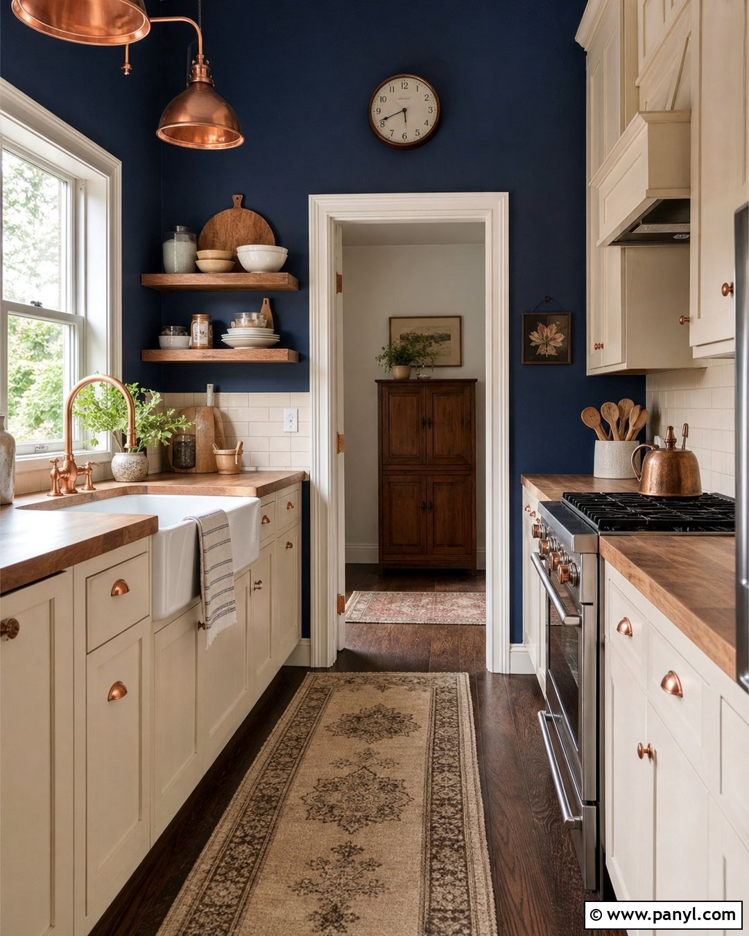 Navy Blue Kitchen Walls With Copper Accents - 30 navy blue kitchen walls