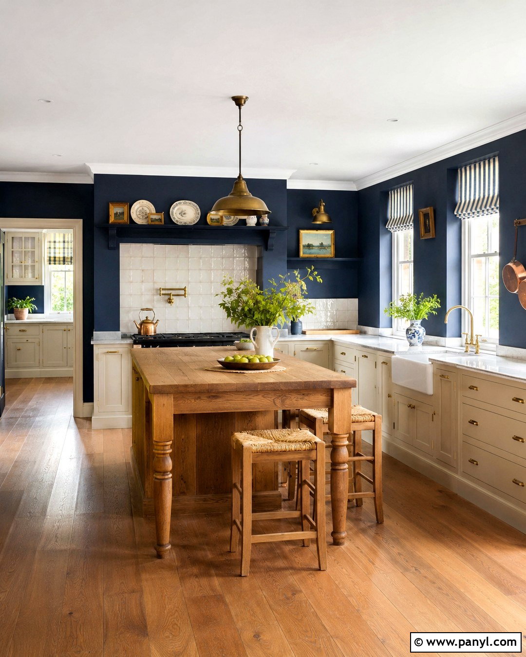 Navy Blue Kitchen Walls With Cream Cabinets - 20 Country Blue Kitchen Walls